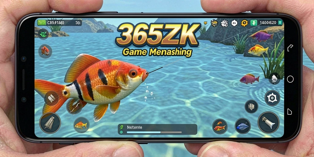 Screenshot gameplay menampilkan aksi memancing yang seru di 365ZK.
