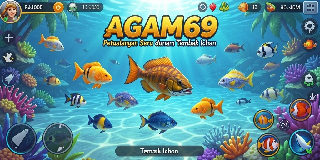 Tampilan gameplay AGAM69 saat menangkap ikan di laut.
