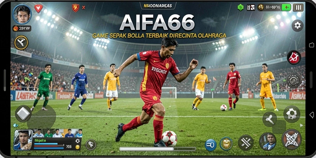 Tampilan gameplay AIFA66 yang dinamis dan seru dalam pertandingan sepak bola.