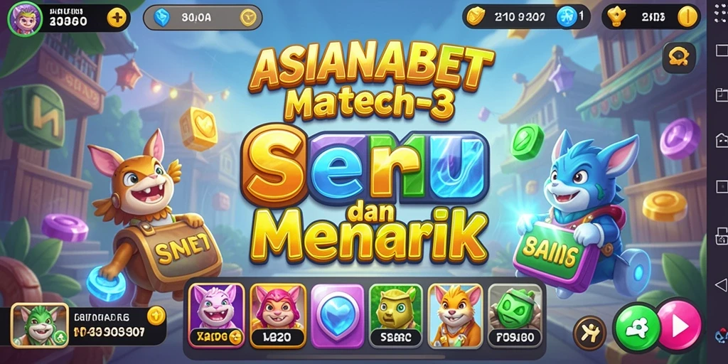 Screenshot gameplay ASIANABET menampilkan aksi Match-3 yang seru.