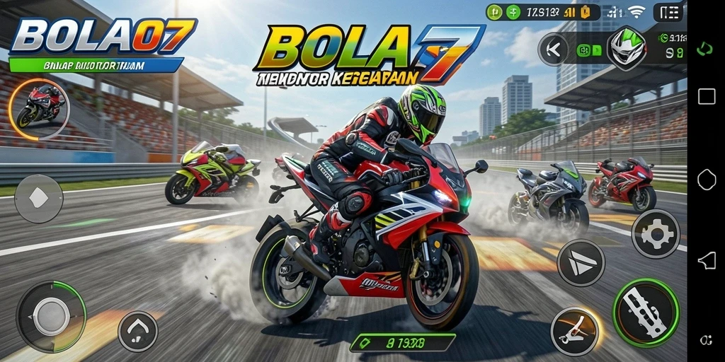 Gameplay seru BOLA07 dengan balapan motor yang mendebarkan.