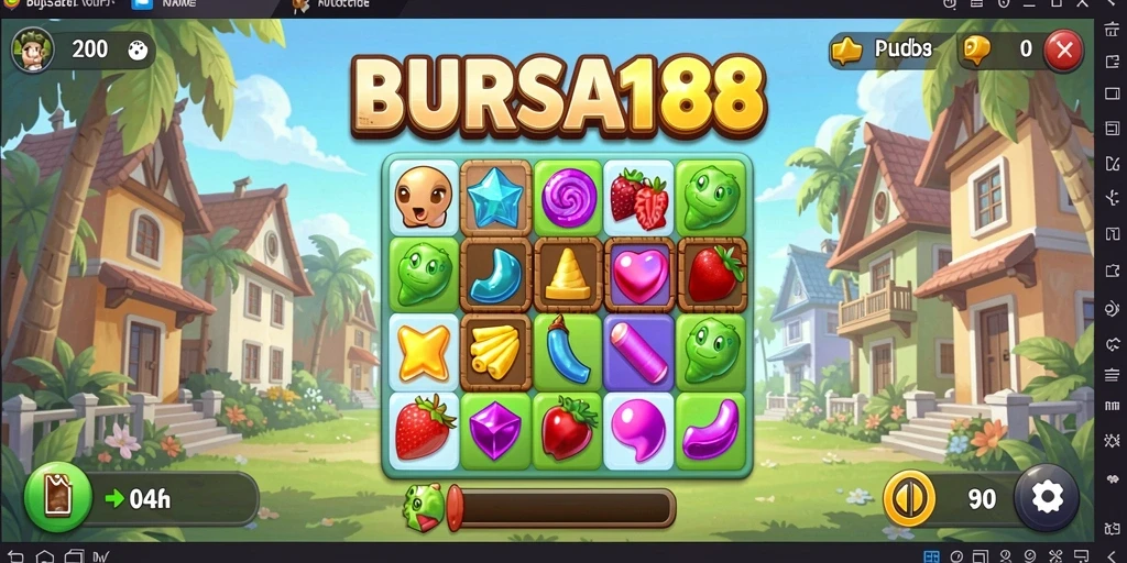 Tampilan gameplay seru BURSA188 dengan kombinasi warna-warna cerah.