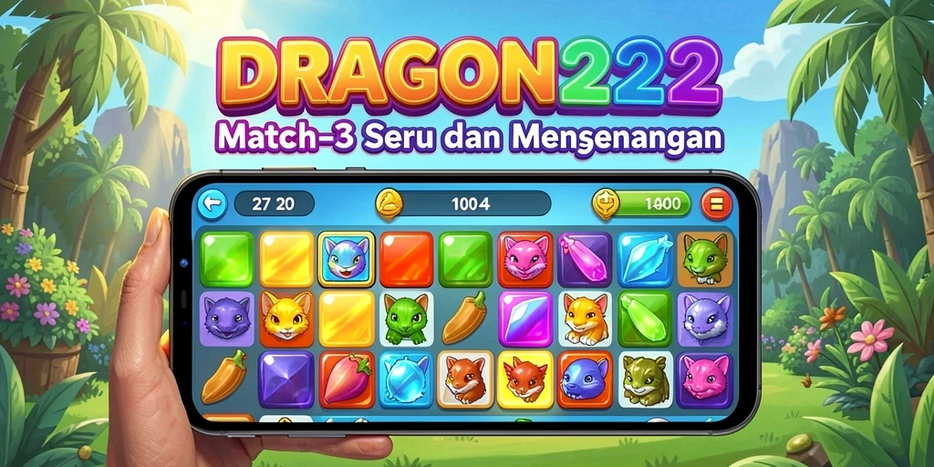 Tangkapan layar gameplay DRAGON222 menampilkan aksi mencocokkan permata yang seru.