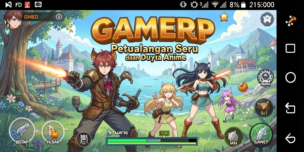 Tampilan gameplay seru di GAMERP dengan karakter anime favorit.