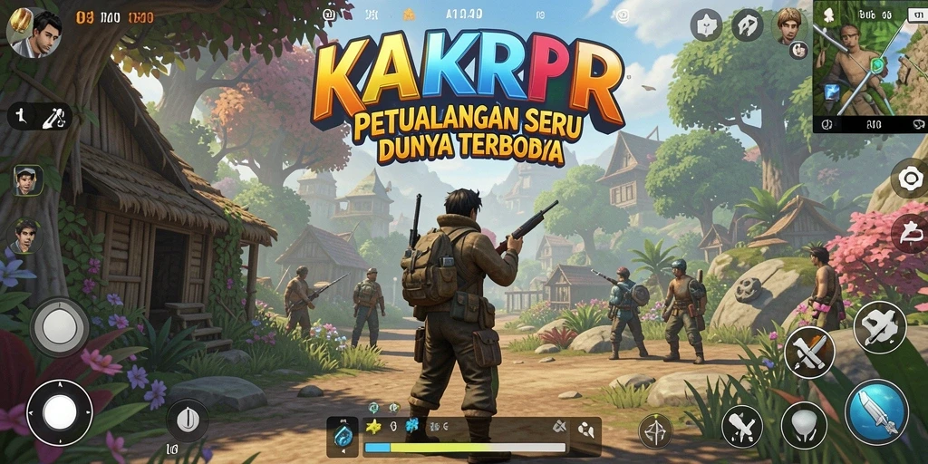 Tangkapan layar gameplay KAKRP yang menampilkan petualangan seru di dunia terbuka.