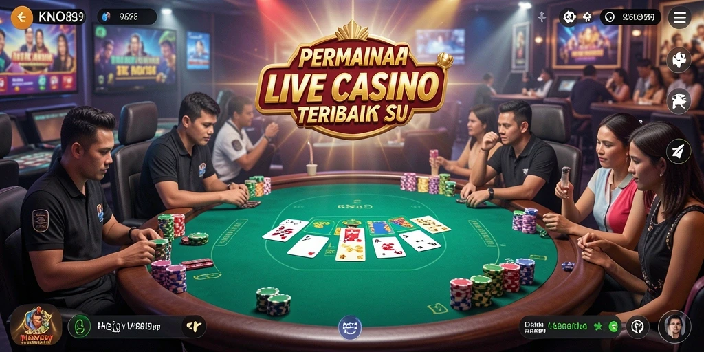 Screenshot gameplay KNO89 menampilkan dealer langsung yang berinteraksi dengan pemain.