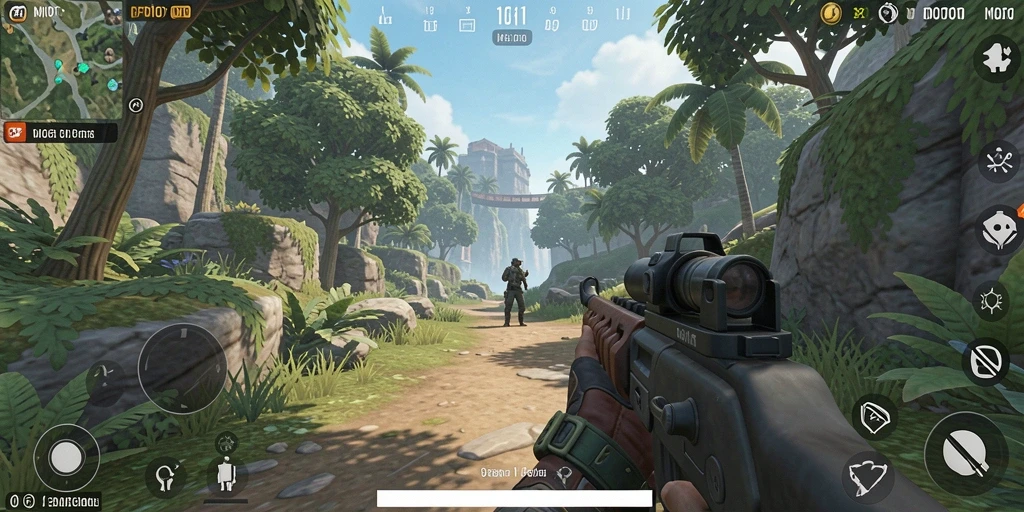 Gameplay seru dari MIOTOTO menampilkan aksi tembak-menembak intens.