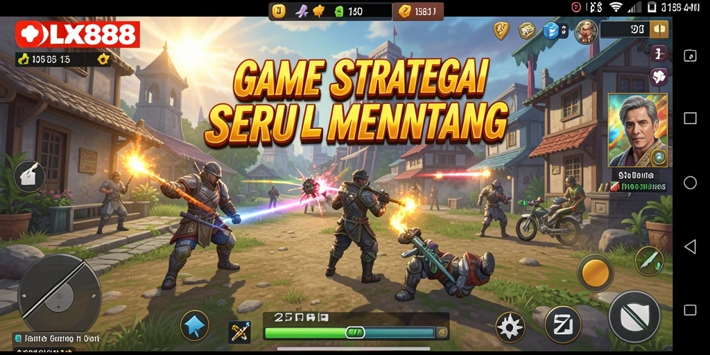 Screenshot gameplay OLX888 dengan aksi pertempuran yang mendebarkan.