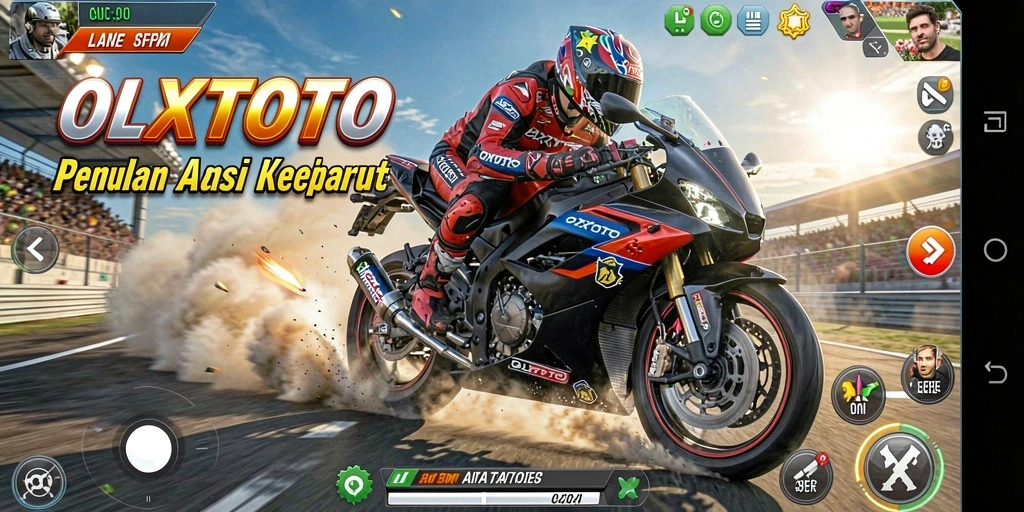 Gameplay seru OLXTOTO dengan balapan motor yang mendebarkan.