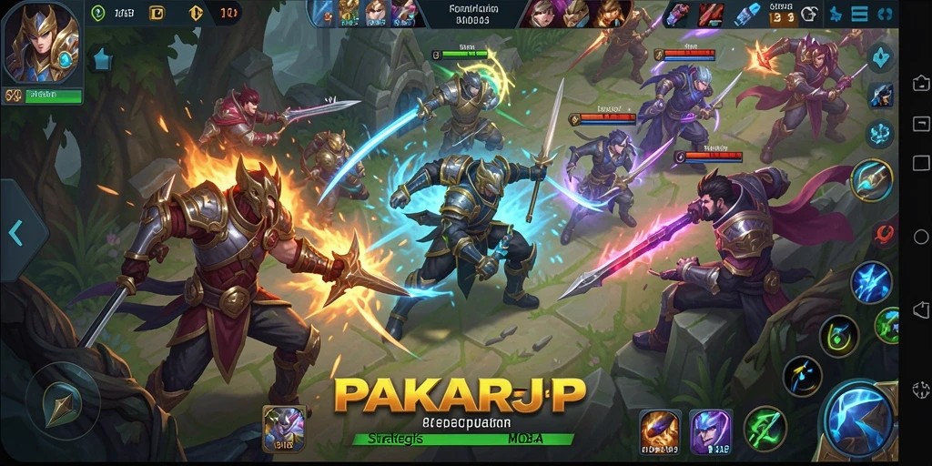 Tangkapan layar PAKARJP yang menunjukkan pertarungan tim yang sengit.
