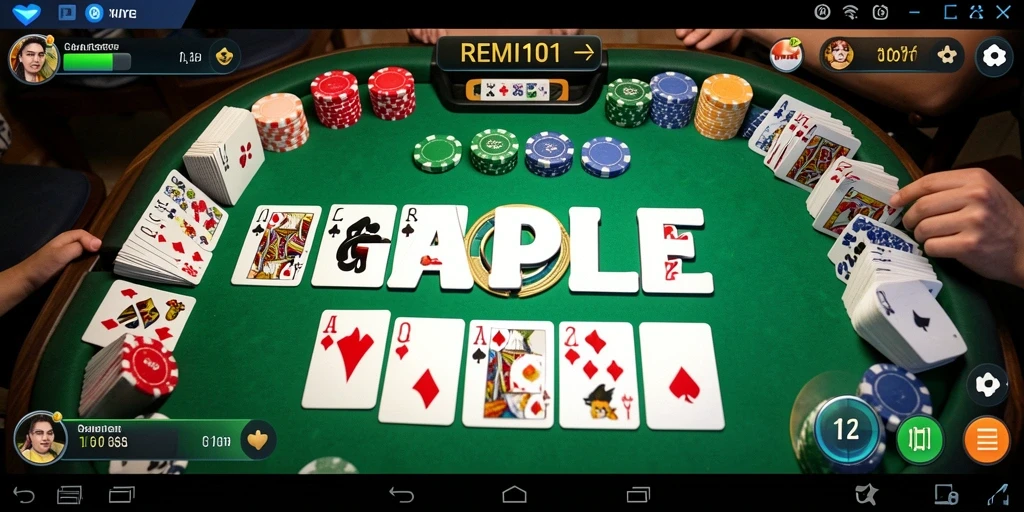 Tampilan gameplay REMI101 yang menarik dan interaktif dalam permainan Gaple.