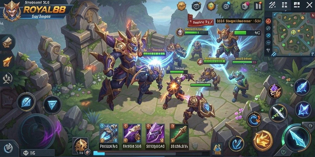 Screenshot utama dari gameplay <strong>ROYAL88</strong> menampilkan aksi tempur yang seru.