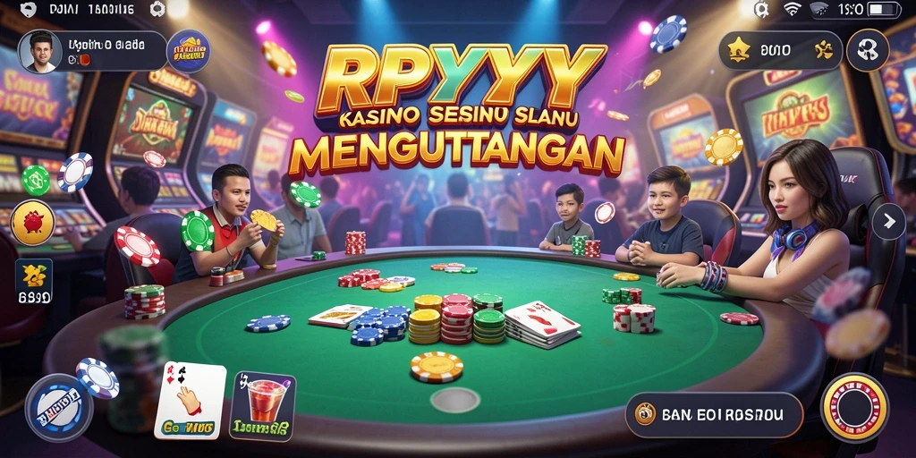 Screenshot gameplay RPYYY menampilkan suasana kasino yang mendebarkan.